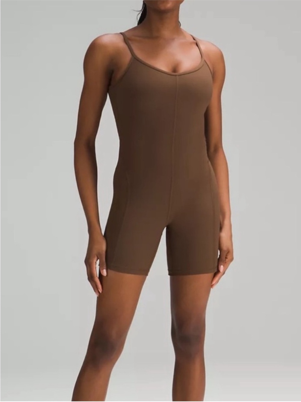 Lululemon Ribbed Contoured Yoga Unitard Onesie 6" Java Sz 6